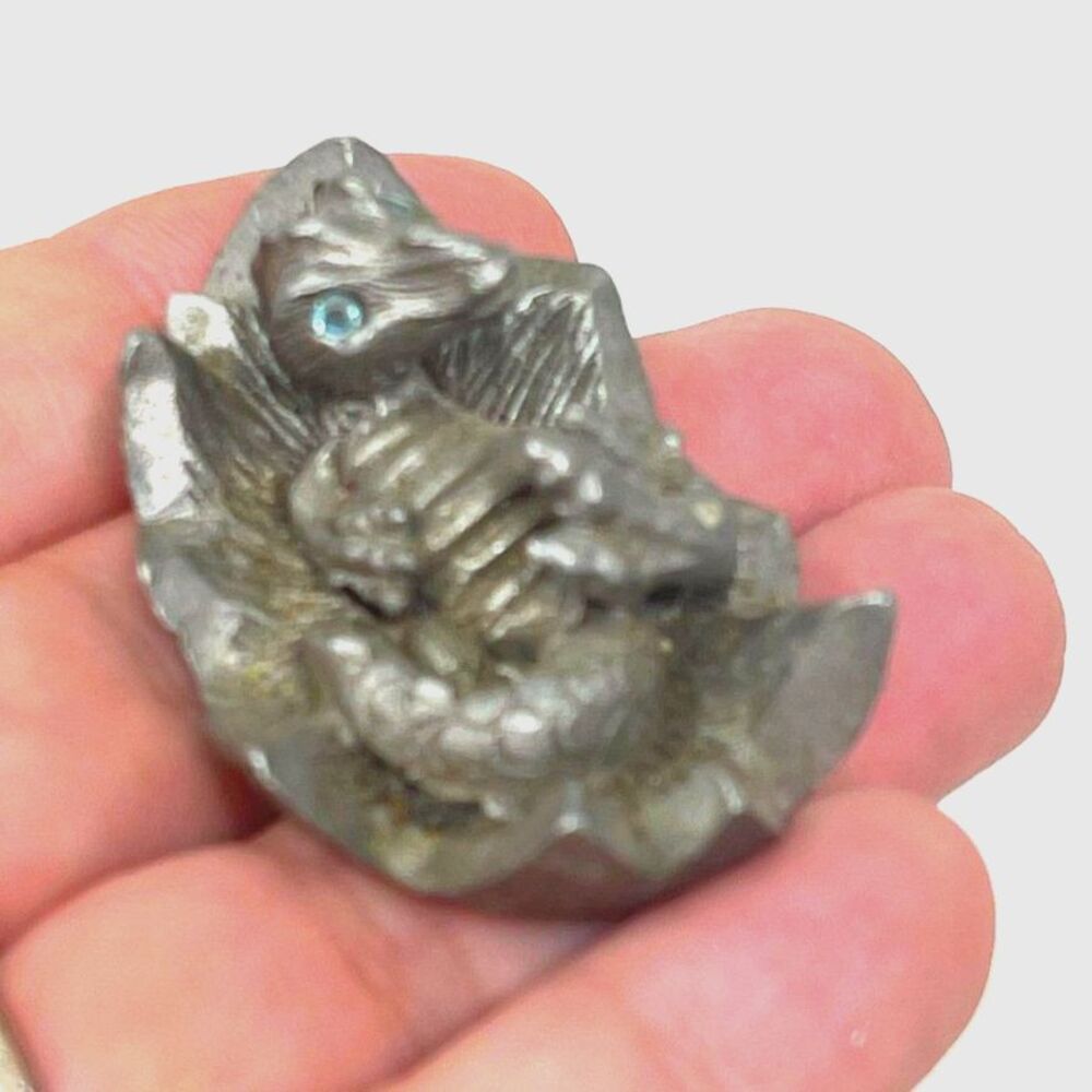 Vtg Rawcliffe Pewter Baby Dragon Hatching Miniature Figurine RF1734 1992-rare!